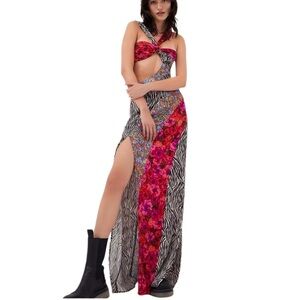 For Love & Lemons Mixed Print Cutout Maxi Dress Size M